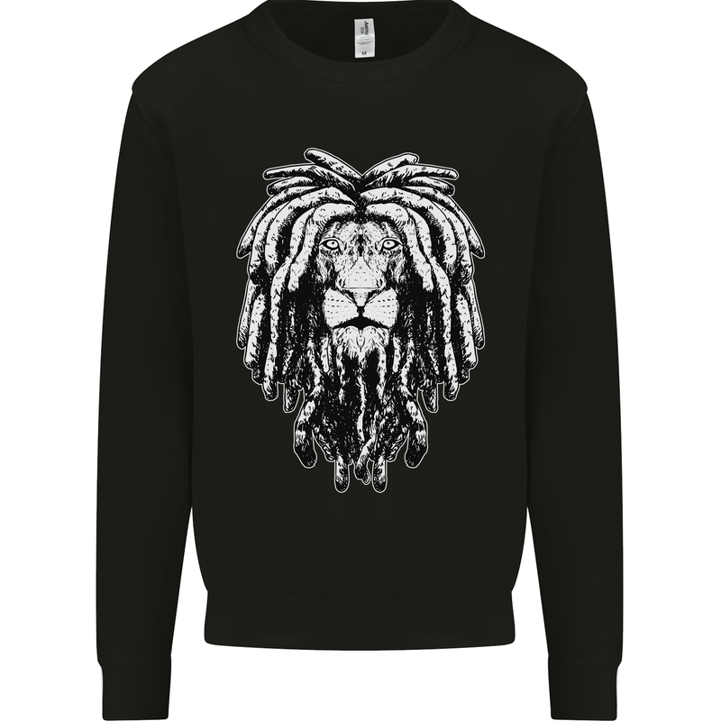 A Rasta Lion With Dreadlocks Jamaica Reggae Kids Sweatshirt Jumper Black