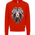 A Rasta Lion With Dreadlocks Jamaica Reggae Kids Sweatshirt Jumper Bright Red
