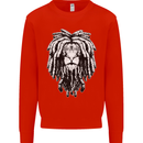 A Rasta Lion With Dreadlocks Jamaica Reggae Kids Sweatshirt Jumper Bright Red