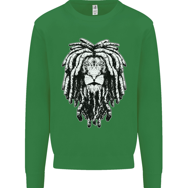 A Rasta Lion With Dreadlocks Jamaica Reggae Kids Sweatshirt Jumper Irish Green