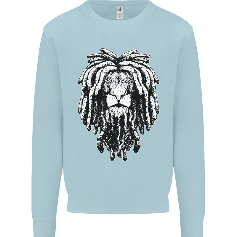A Rasta Lion With Dreadlocks Jamaica Reggae Kids Sweatshirt Jumper Light Blue