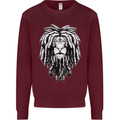 A Rasta Lion With Dreadlocks Jamaica Reggae Kids Sweatshirt Jumper Maroon