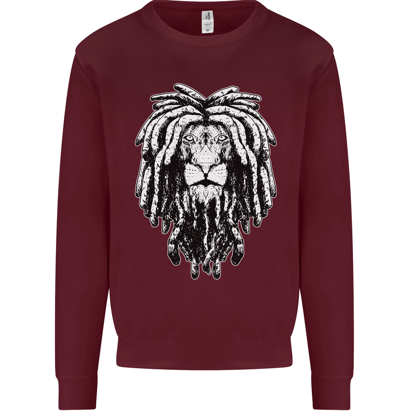 A Rasta Lion With Dreadlocks Jamaica Reggae Kids Sweatshirt Jumper Maroon