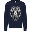 A Rasta Lion With Dreadlocks Jamaica Reggae Kids Sweatshirt Jumper Navy Blue