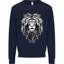 A Rasta Lion With Dreadlocks Jamaica Reggae Kids Sweatshirt Jumper Navy Blue