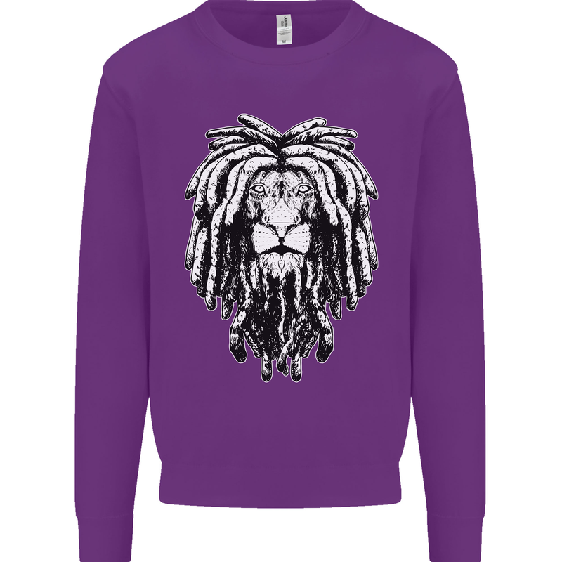 A Rasta Lion With Dreadlocks Jamaica Reggae Kids Sweatshirt Jumper Purple