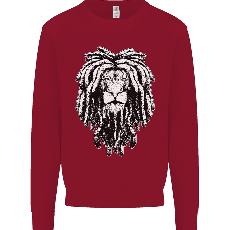 A Rasta Lion With Dreadlocks Jamaica Reggae Kids Sweatshirt Jumper Red