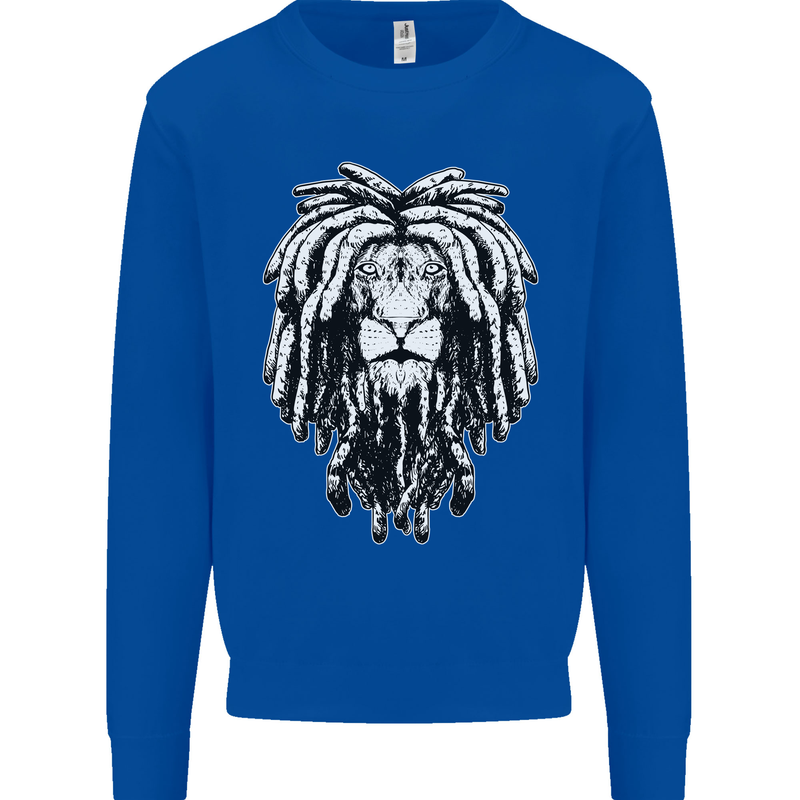 A Rasta Lion With Dreadlocks Jamaica Reggae Kids Sweatshirt Jumper Royal Blue