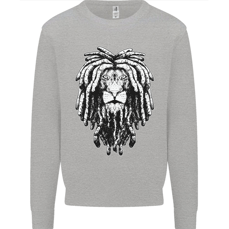 A Rasta Lion With Dreadlocks Jamaica Reggae Kids Sweatshirt Jumper Sports Grey