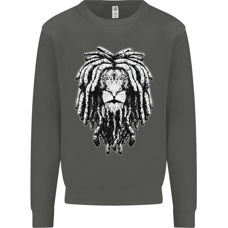 A Rasta Lion With Dreadlocks Jamaica Reggae Kids Sweatshirt Jumper Storm Grey