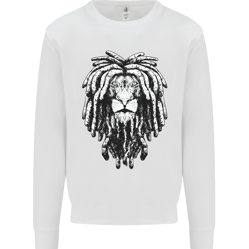 A Rasta Lion With Dreadlocks Jamaica Reggae Kids Sweatshirt Jumper White
