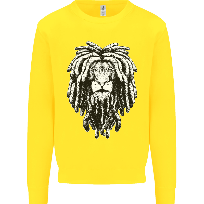 A Rasta Lion With Dreadlocks Jamaica Reggae Kids Sweatshirt Jumper Yellow
