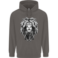 A Rasta Lion With Dreadlocks Jamaica Reggae Mens 80% Cotton Hoodie Charcoal