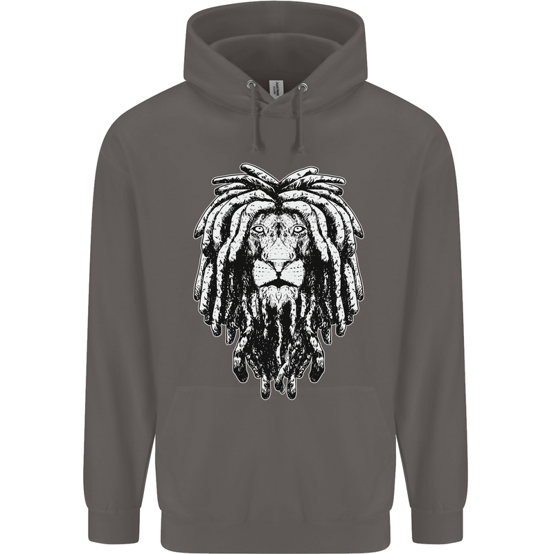 A Rasta Lion With Dreadlocks Jamaica Reggae Mens 80% Cotton Hoodie Charcoal