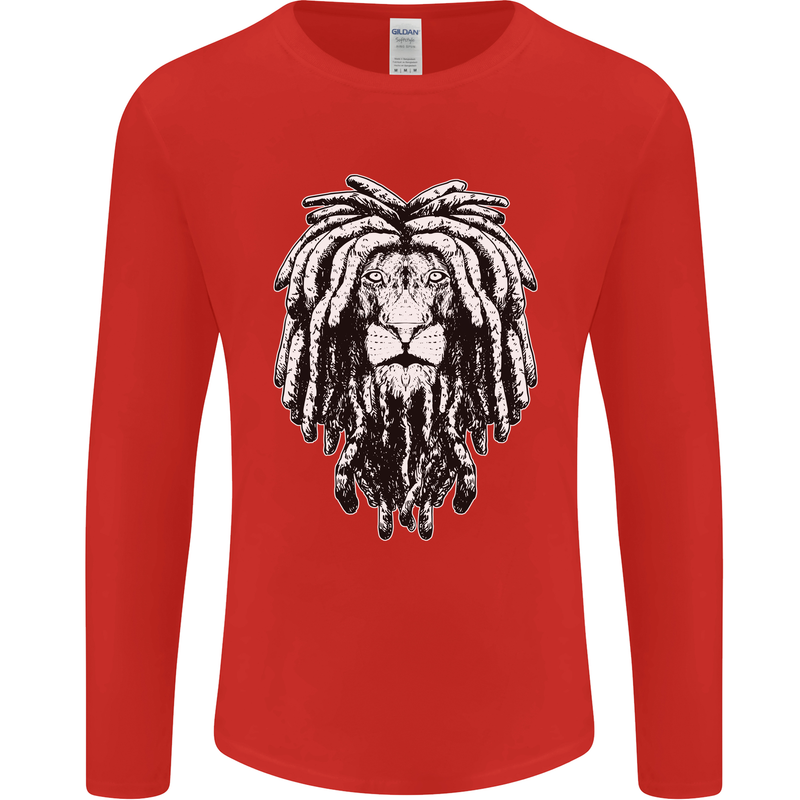 A Rasta Lion With Dreadlocks Jamaica Reggae Mens Long Sleeve T-Shirt Red