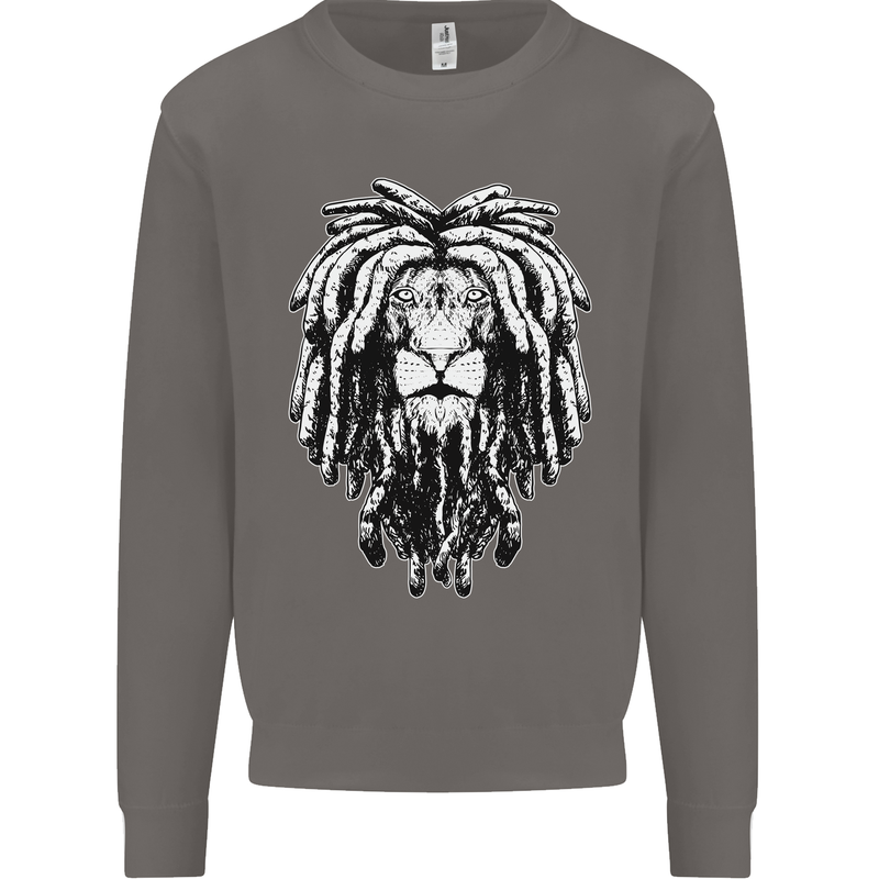 A Rasta Lion With Dreadlocks Jamaica Reggae Mens Sweatshirt Jumper Charcoal