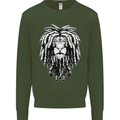 A Rasta Lion With Dreadlocks Jamaica Reggae Mens Sweatshirt Jumper Forest Green