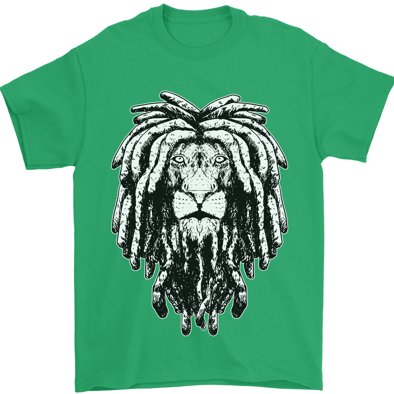 A Rasta Lion With Dreadlocks Jamaica Reggae Mens T-Shirt 100% Cotton Irish Green