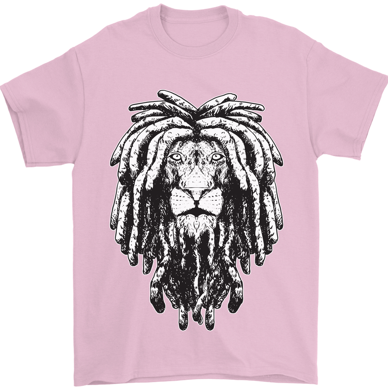 A Rasta Lion With Dreadlocks Jamaica Reggae Mens T-Shirt 100% Cotton Light Pink