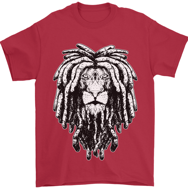 A Rasta Lion With Dreadlocks Jamaica Reggae Mens T-Shirt 100% Cotton Red