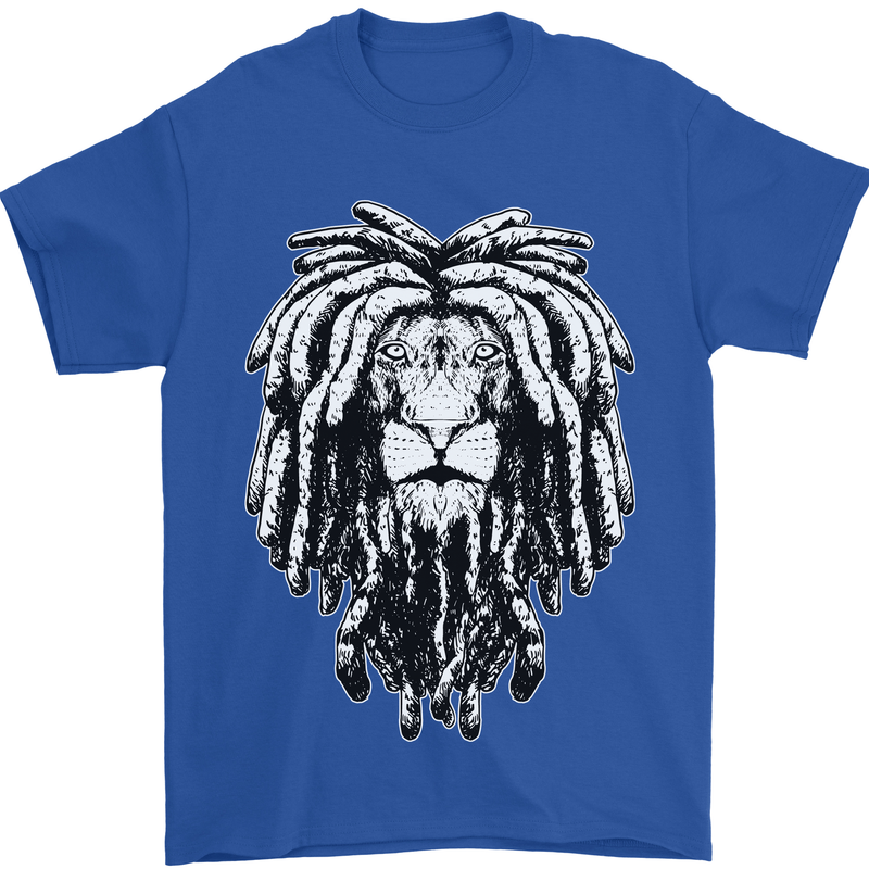 A Rasta Lion With Dreadlocks Jamaica Reggae Mens T-Shirt 100% Cotton Royal Blue