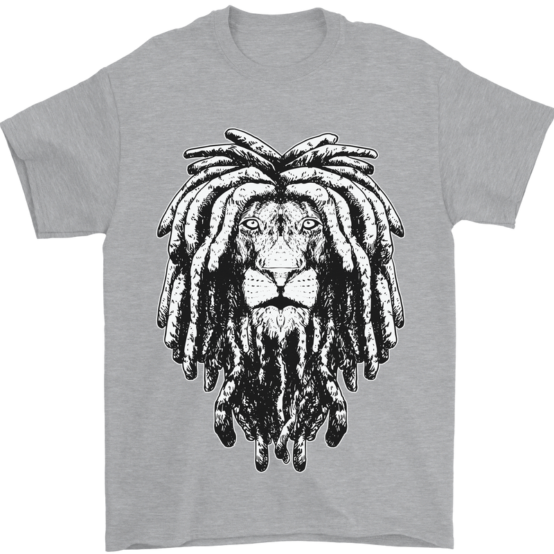 A Rasta Lion With Dreadlocks Jamaica Reggae Mens T-Shirt 100% Cotton Sports Grey