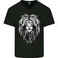 A Rasta Lion With Dreadlocks Jamaica Reggae Mens V-Neck Cotton T-Shirt Black