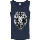 A Rasta Lion With Dreadlocks Jamaica Reggae Mens Vest Tank Top Navy Blue