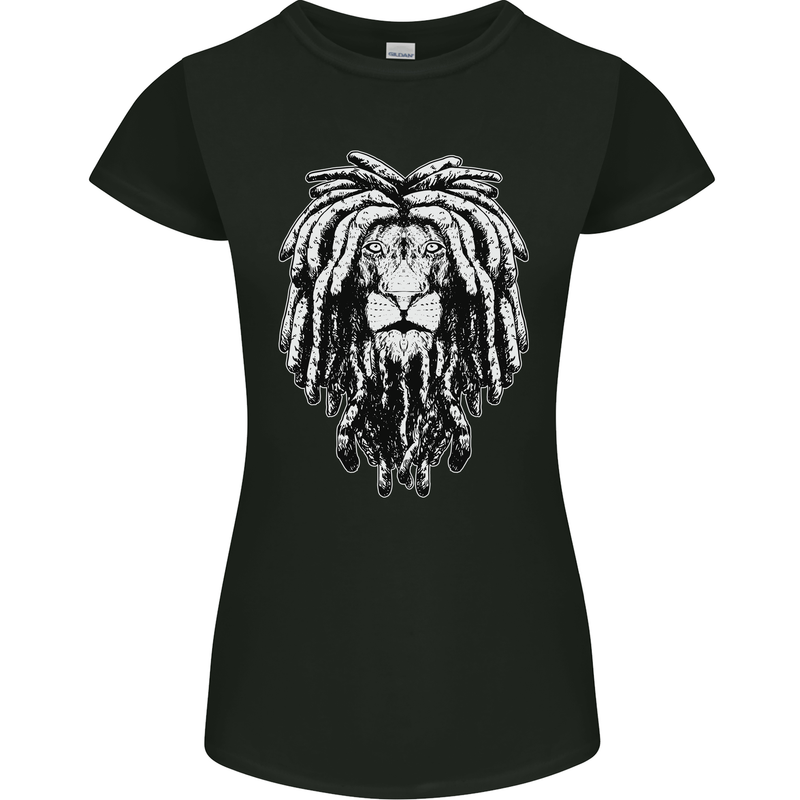 A Rasta Lion With Dreadlocks Jamaica Reggae Womens Petite Cut T-Shirt Black