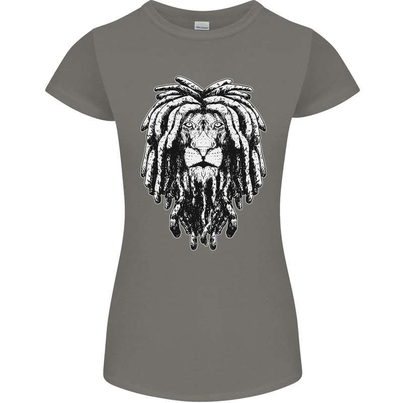 A Rasta Lion With Dreadlocks Jamaica Reggae Womens Petite Cut T-Shirt Charcoal
