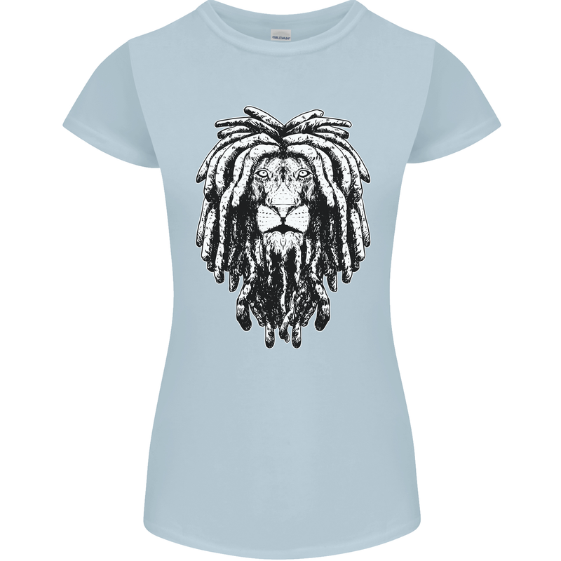 A Rasta Lion With Dreadlocks Jamaica Reggae Womens Petite Cut T-Shirt Light Blue