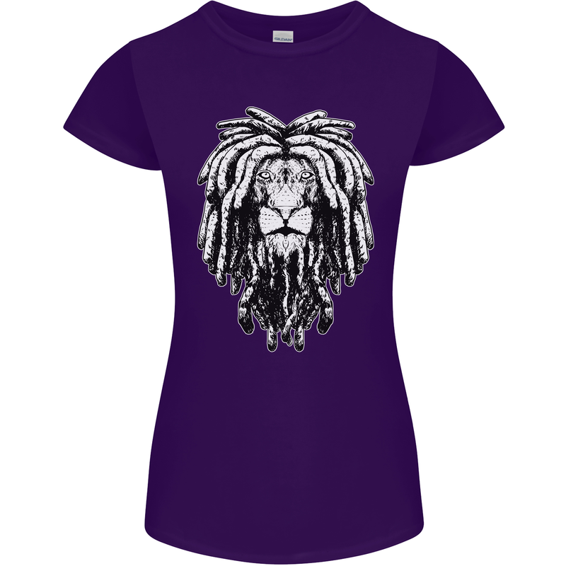 A Rasta Lion With Dreadlocks Jamaica Reggae Womens Petite Cut T-Shirt Purple