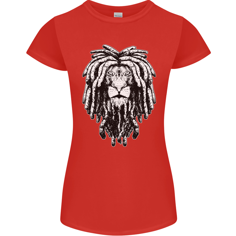 A Rasta Lion With Dreadlocks Jamaica Reggae Womens Petite Cut T-Shirt Red