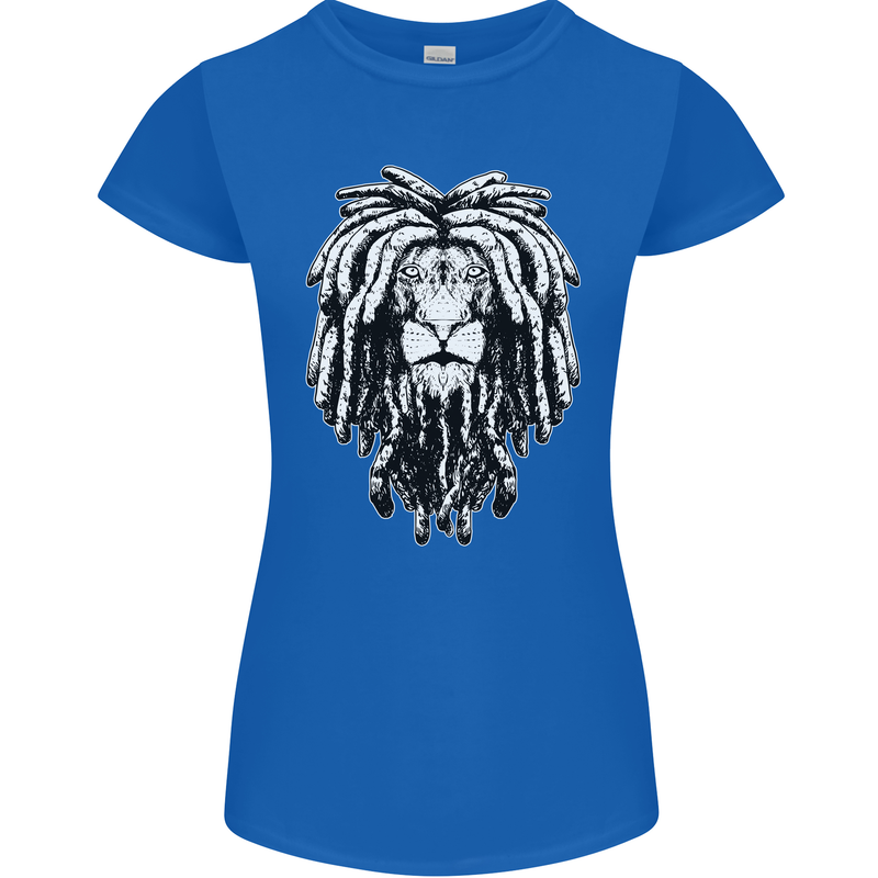 A Rasta Lion With Dreadlocks Jamaica Reggae Womens Petite Cut T-Shirt Royal Blue