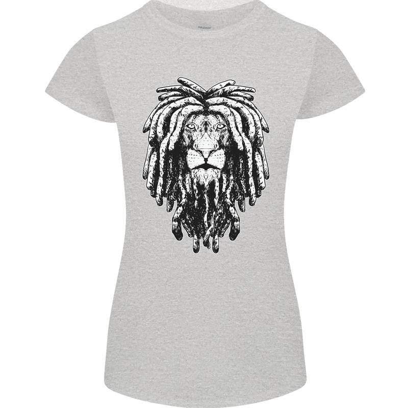 A Rasta Lion With Dreadlocks Jamaica Reggae Womens Petite Cut T-Shirt Sports Grey