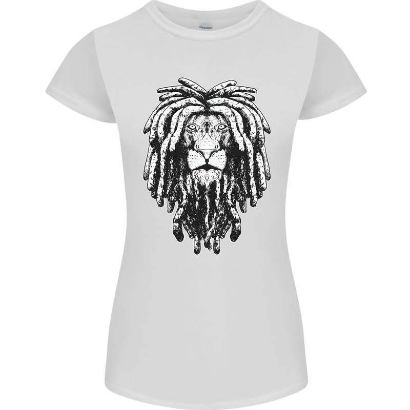A Rasta Lion With Dreadlocks Jamaica Reggae Womens Petite Cut T-Shirt White