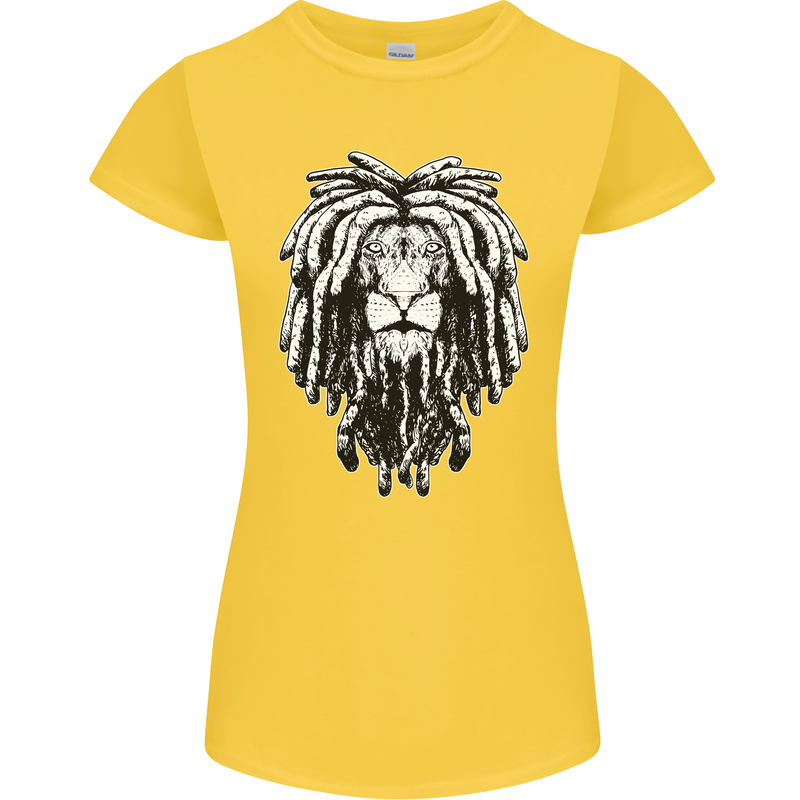 A Rasta Lion With Dreadlocks Jamaica Reggae Womens Petite Cut T-Shirt Yellow