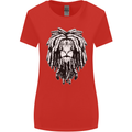 A Rasta Lion With Dreadlocks Jamaica Reggae Womens Wider Cut T-Shirt Red