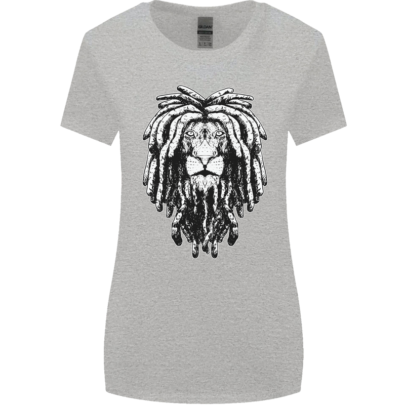 A Rasta Lion With Dreadlocks Jamaica Reggae Womens Wider Cut T-Shirt Sports Grey