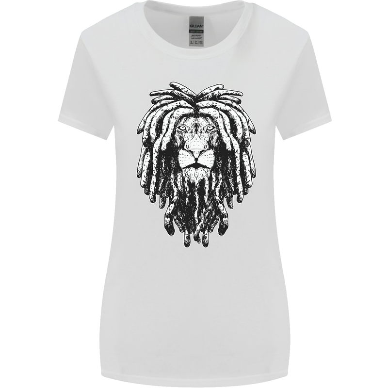 A Rasta Lion With Dreadlocks Jamaica Reggae Womens Wider Cut T-Shirt White