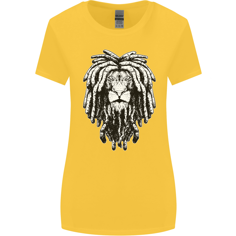 A Rasta Lion With Dreadlocks Jamaica Reggae Womens Wider Cut T-Shirt Yellow