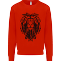 A Rasta Lion With Dreadlocks Jamaican Reggae Kids Sweatshirt Jumper Bright Red