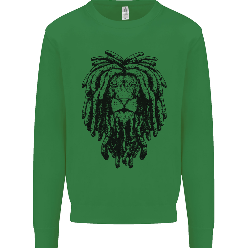 A Rasta Lion With Dreadlocks Jamaican Reggae Kids Sweatshirt Jumper Irish Green