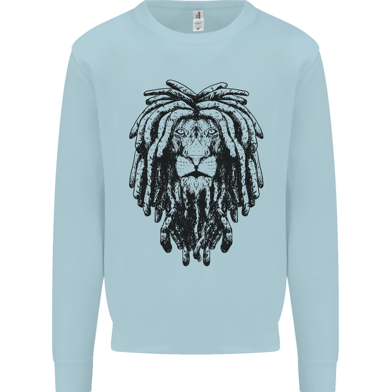 A Rasta Lion With Dreadlocks Jamaican Reggae Kids Sweatshirt Jumper Light Blue