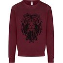 A Rasta Lion With Dreadlocks Jamaican Reggae Kids Sweatshirt Jumper Maroon