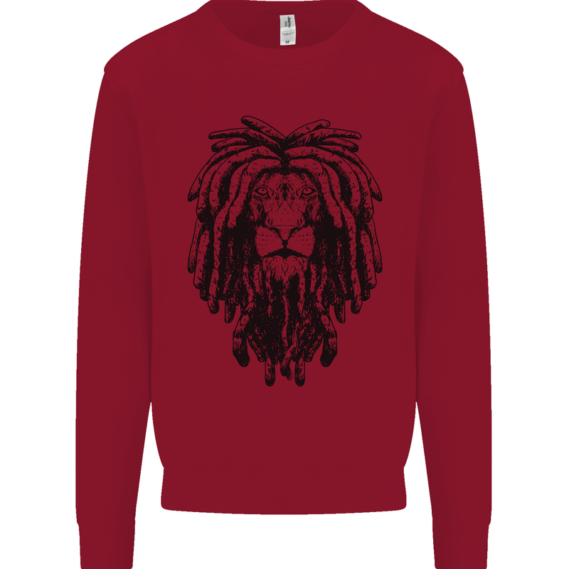 A Rasta Lion With Dreadlocks Jamaican Reggae Kids Sweatshirt Jumper Red