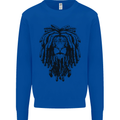 A Rasta Lion With Dreadlocks Jamaican Reggae Kids Sweatshirt Jumper Royal Blue