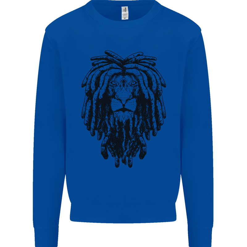 A Rasta Lion With Dreadlocks Jamaican Reggae Kids Sweatshirt Jumper Royal Blue