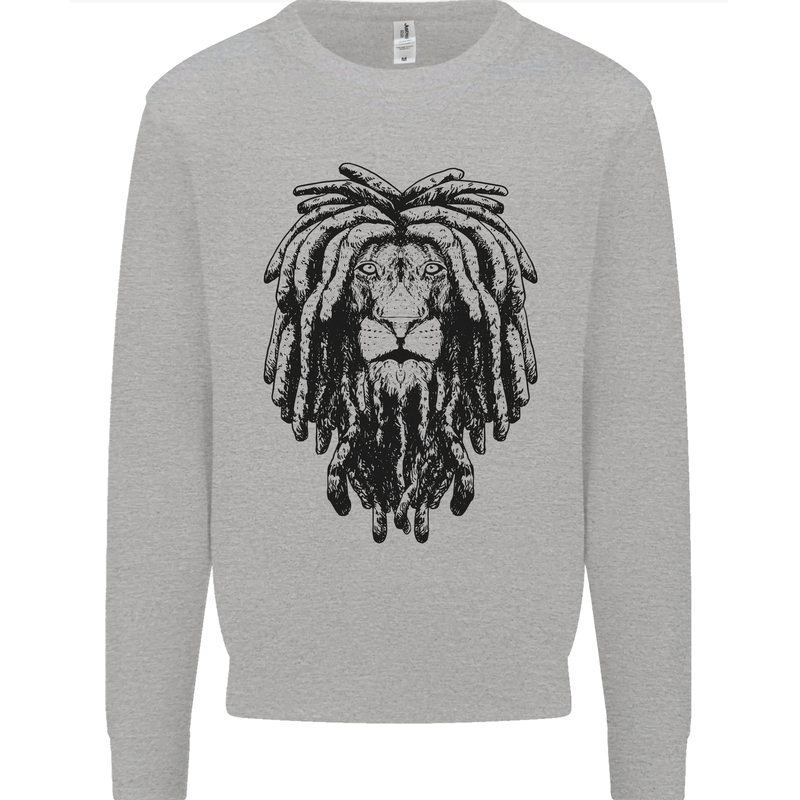 A Rasta Lion With Dreadlocks Jamaican Reggae Kids Sweatshirt Jumper Sports Grey