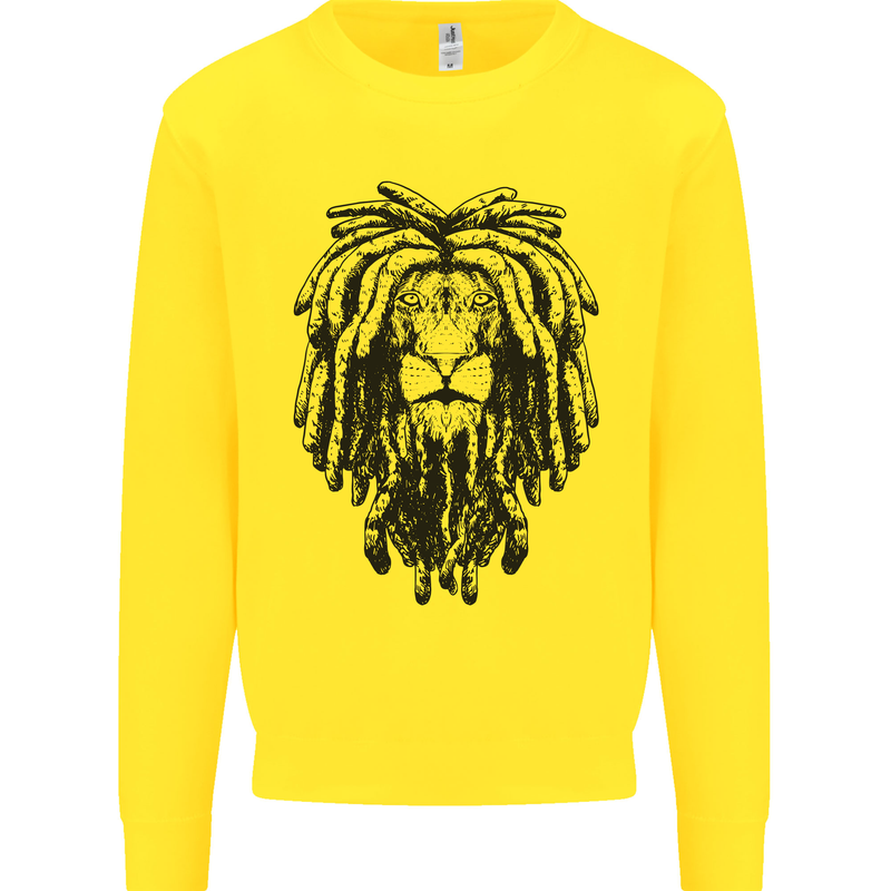 A Rasta Lion With Dreadlocks Jamaican Reggae Kids Sweatshirt Jumper Yellow